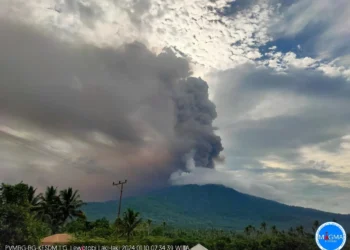 Erupsi Gunung Lewotobi Semburkan Abu Vulkanik