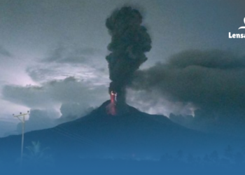 gambar terjadinya erupsi gunung lewotobo